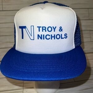 Vintage Trucker Style Snapback Hat Troy & Nichols Logo